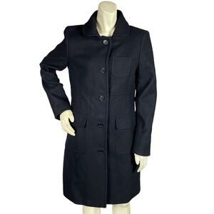 Club Monaco Black Wool Blend Peacoat Single Breasted Button Front Flap Pockets M